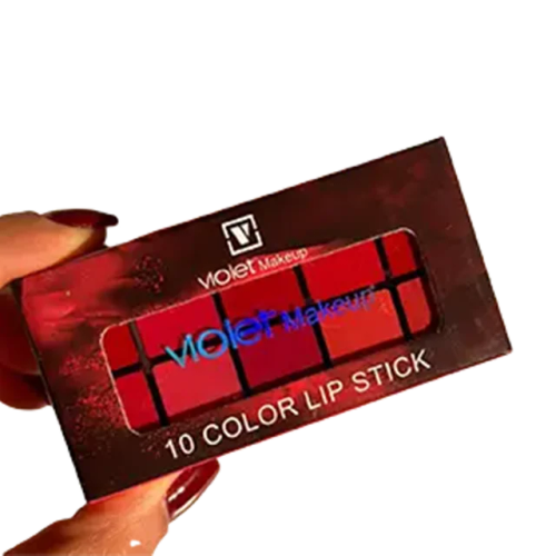 پالت رژ لب ۱۰ رنگ ویولت (Violet) با ماندگاری بالا و تنوع رنگی بالا