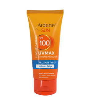 کرم ضد آفتاب رنگی آردن Ardene مدل UVMAX SPF 100 بژ طبیعی با محافظت حداکثری انواع پوست حجم 50 میلی لیتر